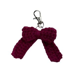 100% handmade crochet bow keychain, burgundy color, in perfect condition!